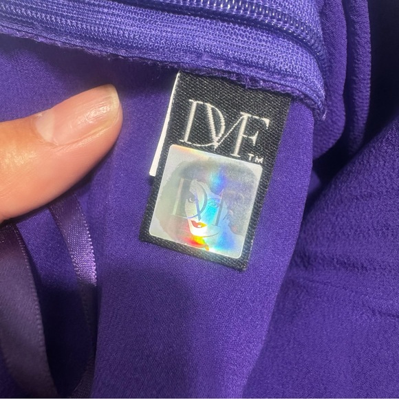 New Diane Von Furstenberg Purple Silk Mini Strapless Dress Size 12 - Picture 10 of 14